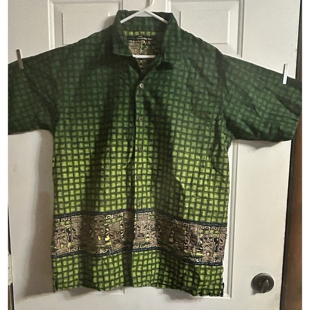 No Boundaries Men’s Short Sleeve Shirt Polynesian Easter Island Statues Size L ￼